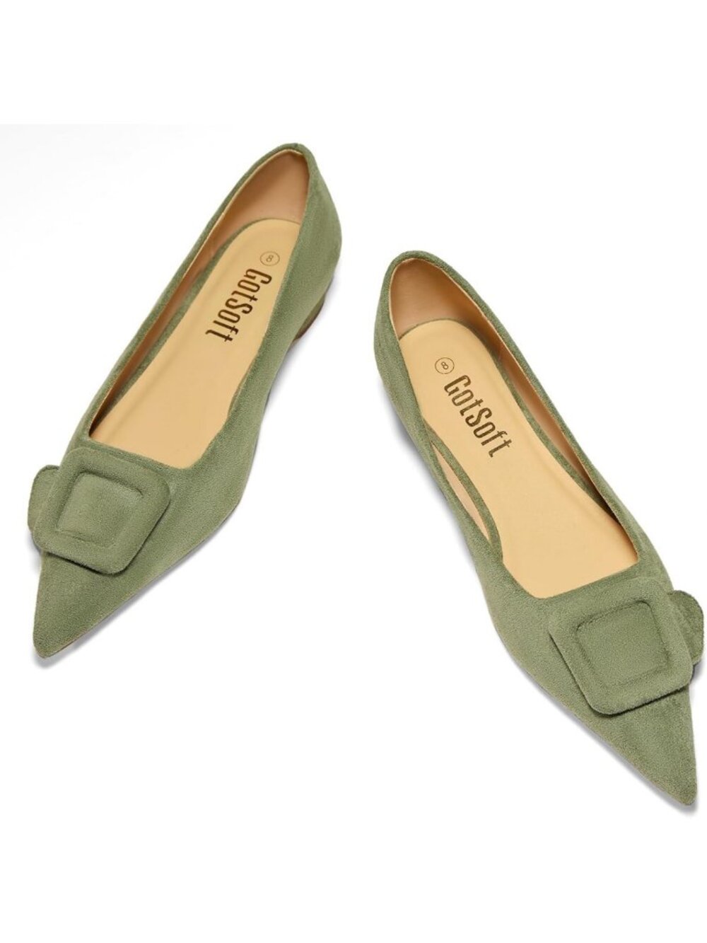 Chic Women's Lambskin Slip-On Flats with Square Buckle - Stylish Comfort Shoes